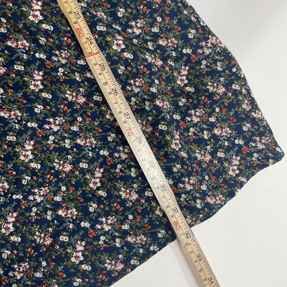 KTKK Inc Navy Ditsy Floral Milkmaid Mini Dress Puff Sleeve Smocked Back Fairy M - Picture 7 of 7